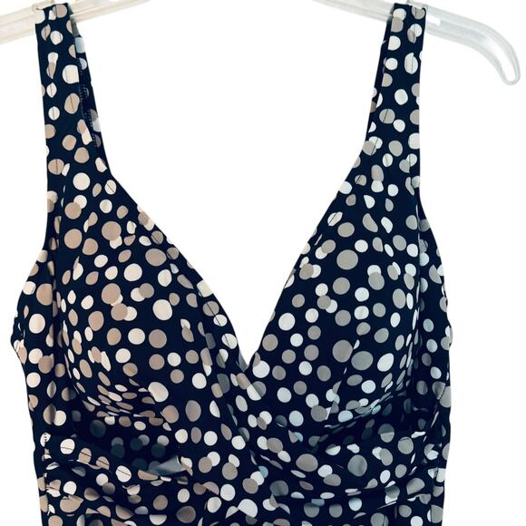 Croft & Barrow Womens Size 16 Polka Dot Swim Suit Bathing Suit One Piece - Picture 2 of 6